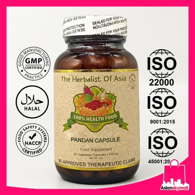 THE HERBALIST OF ASIA Pandan Capsule 500mg 90 Vegetarian Capsules